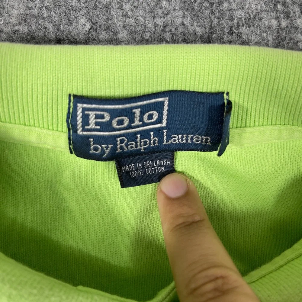 Vtg Polo Ralph Lauren Polo Shirt Mens XL Lime Green Pink Pony Logo Short Sleeve